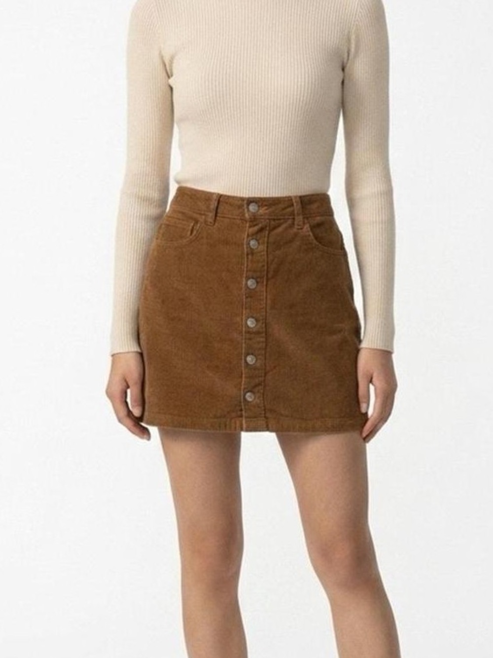 Hollister Button-Front Faux Suede Mini Skirt in Brown Fall Retro Academia Vibes